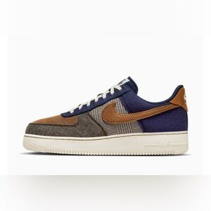Nike Air Force 1 '07 Premium 'Tweed Corduroy' FQ8744-410 (Navy & Brown) Size 12